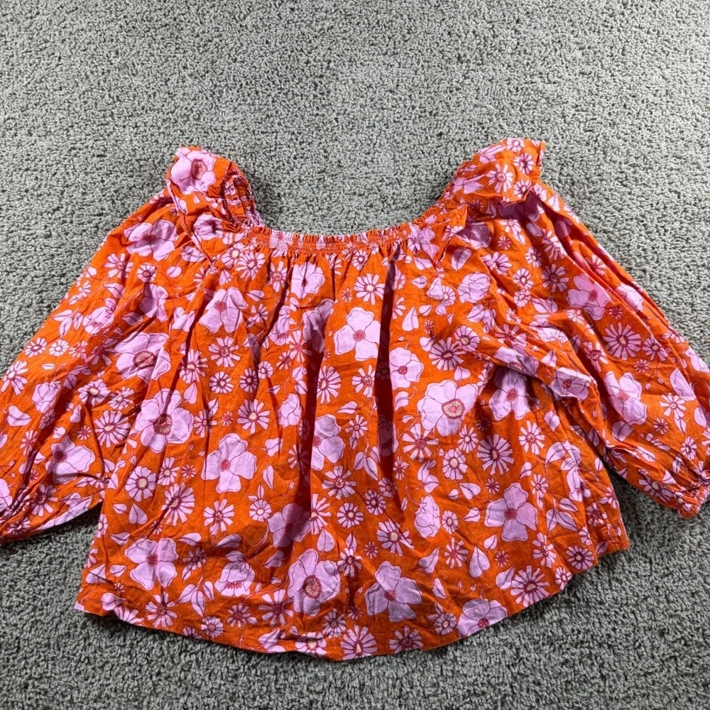 Free People Floral Off Shoulder Blouse Top Medium boho artsy western cottage‎